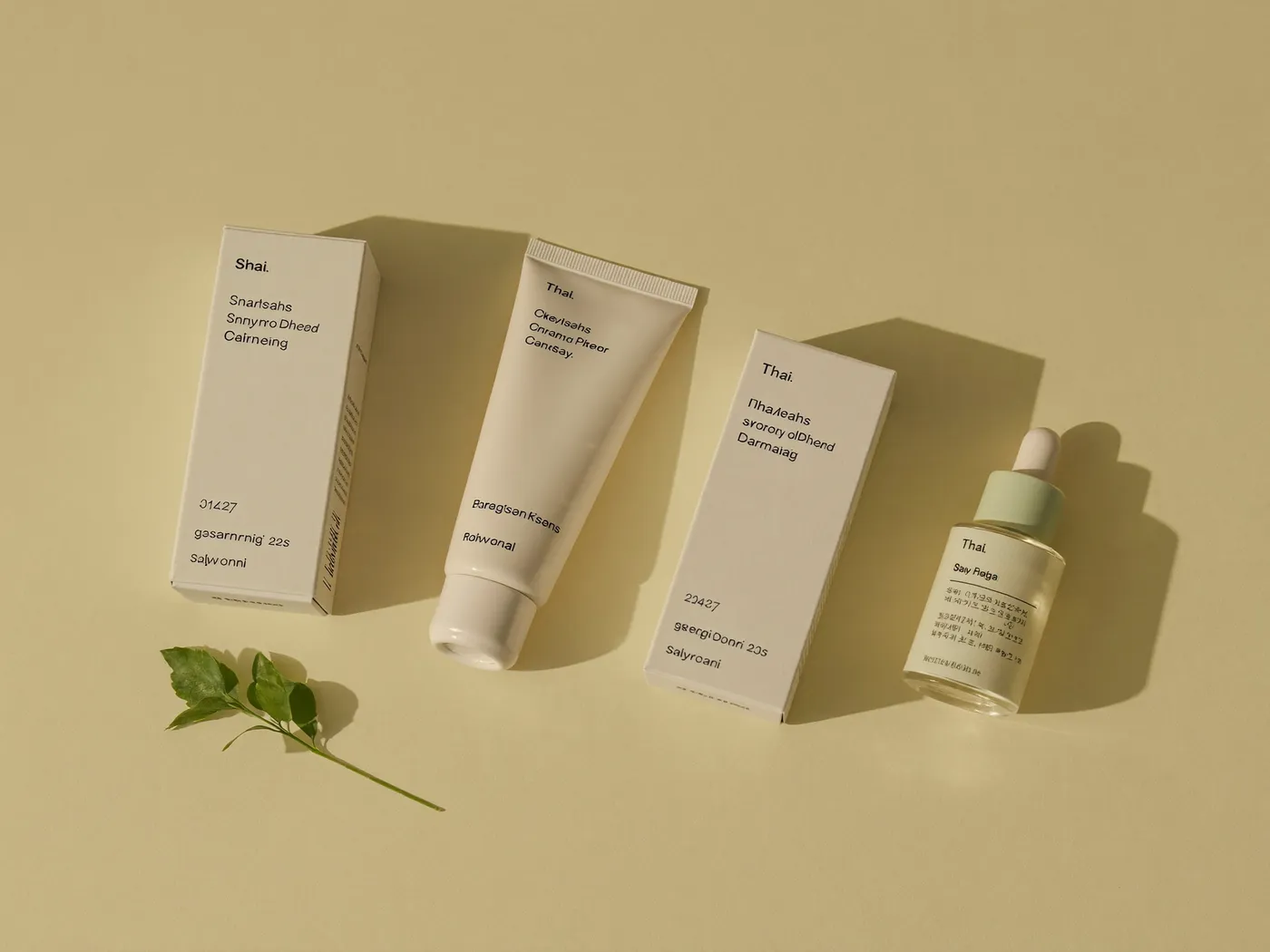 Nature morte de produits skincare thaï et coréens